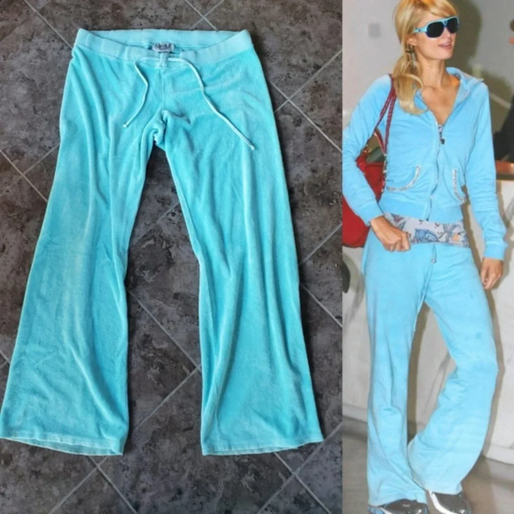 Vintage Y2K Juicy Couture Tiffany blue sweatpants track pants French Terry cloth